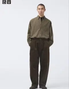 ユニクロユー　コーデュロイタックワイドパンツ