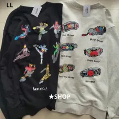 仮面ライダー 集合 変身ベルト トレーナー スウェット LL