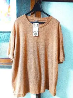 (新品・未使用品)ユニクロ シアー クルーネック Tシャツ Orange・ M