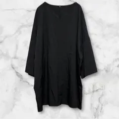 Tシャツ　半袖　5分丈　シンプル　無地　大きいサイズ　XL 黒