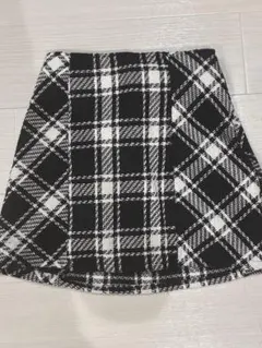 バックリボンツイードチェックミニスカート ブラック［gm699］GRL