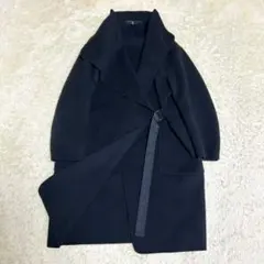 ユニクロ +J カシミヤブレンドノーカラーコート ブラック リバーコート L