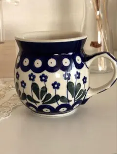 ♡ポーリッシュポタリー♡ツェラミカ♡マグカップ♡花柄♡ブルー♡