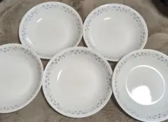 中古　美品　コレール　プレート　5枚セット　ブルー　フラワー　カレー　パスタ　皿
