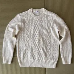 こ*う様 ユニクロ ケーブル クルーネック セーター ニット 長袖　L オフ白
