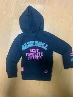 BABYDOLL トレーナーフード付き ブラック110cm中古