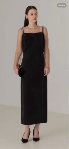 【Leja】2WAYリボンビスチェドットストーンベロアドレス