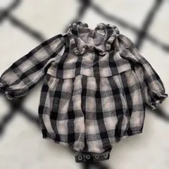 チェック柄ロンパース フリル付き　ネクスト　黒 86cm 12-18m NEXT