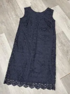 ユニクロ　レースワンピース　ネイビー