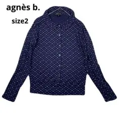 美品　agnès b. ドット柄　ブラウス　ネイビー 花柄 長袖 シャツ