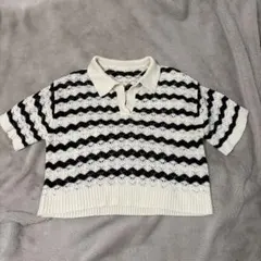 GU ボーダー柄 半袖セーター L