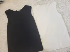 GU リブニットスクエアネックタンクトップ　ノースリーブトップス 2枚セット