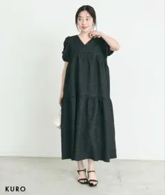 【新品未使用タグ付】ベースメント　パフスリーブロングワンピースのサムネイル
