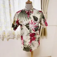 AVANTI】 アヴァンティ シルク アロハシャツ オープンカラー ボーダー