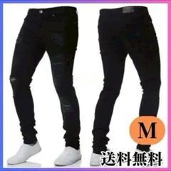 ★【新品・未使用】ジーンズ　デニム　メンズ　黒スキニー　パンツ　ブラック