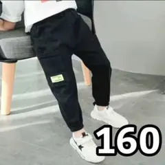 160 ブラックキッズ カーゴパンツ ストリート系 韓国 男の子 夏 ボトムス