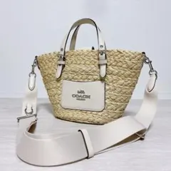 ライト様専用 美品COACH かごバッグ ストローバッグ ナチュラル