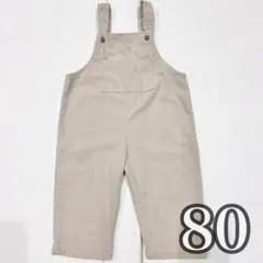 80 ベージュ　オーバーオール　コーデュロイ　韓国服