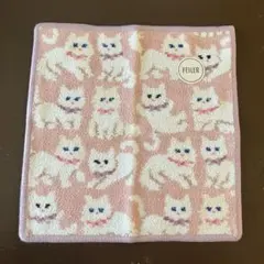 新品未使用 フェイラー モフモフネコチャン ハンカチ ペールピンク