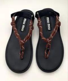 miumiu Riviere コードxレザー トング　サンダル　36 ブラウンのサムネイル