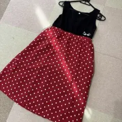 ミッキー ミニー 刺繍 ノースリーブワンピース