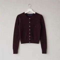 ラルフローレン　アンゴラ混ウール　カーディガン　ロゴ刺繍　ボルドー　赤茶のサムネイル