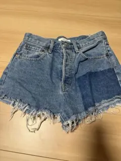 Moussy デニムブルー カットオフショートパンツ