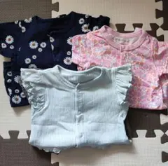 女の子　ベビー　夏服ロンパース　3点セット