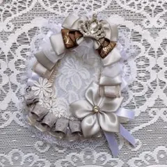 【ハンドメイド】デコ硬質ケース/ 痛ロゼット グレー、白