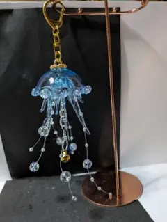 レジンアート、クラゲ鈴付きキーホルダー③