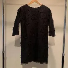 パーティ 立体花 使用回数少なめ アクアガール　ブラックミニ　ワンピース