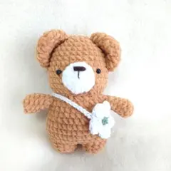 ハンドメイドあみぐるみ✻ラテくま(Ｍ)✻手のひらサイズ