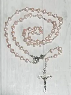綺麗なロザリオ　●センターメダイ聖杯とパン　●ハートピンク珠玉　●初聖体記念