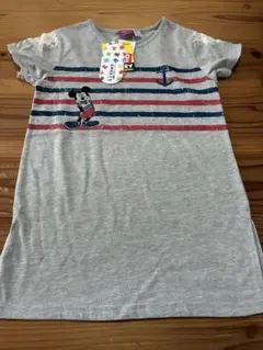 ミッキーマウス 半袖ワンピース 130cm グレー Tシャツワンピ 新品未使用