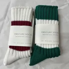 OBSCURE SOCKS ホワイト/バーガンディ 2足セット　23-25cm