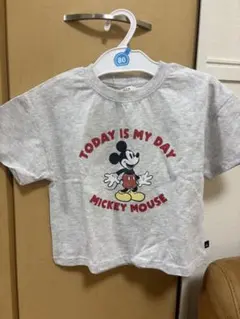 ミッキーマウス Tシャツ 90サイズ グレー しまむら タグ付き未使用 保育園