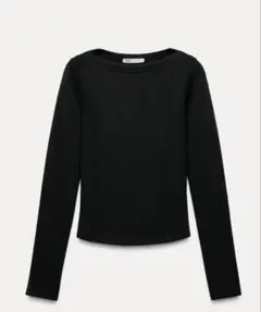 ZARA リブボートネックTシャツ