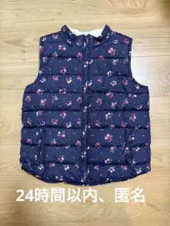 ダウン ベスト 花柄 ネイビー 130くらい 値下げ〇