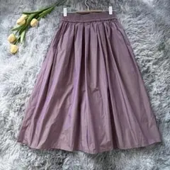 美品 マーリエパーエフデ ひざ丈スカート 春色 パープル 7 大人可愛い 上品