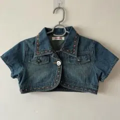 キッズ服　110 120 デニムジャケット ショート丈刺繍付き