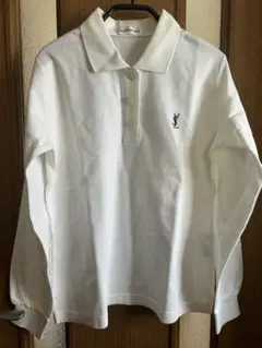Yves Saint Laurent ホワイト長袖ポロシャツ
