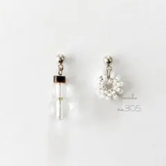 no.305天然石　ピアス　イヤリング シルバー系　雪だるま　雪の結晶クリスマス