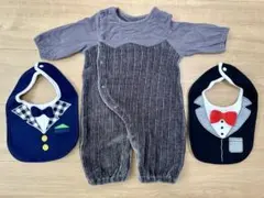 男の子 ロンパース タキシード風スタイ 3点セット まとめ売り 長袖