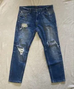 Zara ペイント ダメージ デニム メンズ