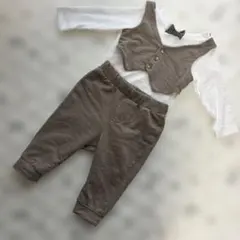 ブラウン 長袖ロンパース・カバーオール セット