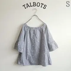 タルボット 七分袖トップス フレアカフス 花柄 ストライプ ゆったりネック