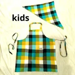 【タイムセール‼️】✨子供用エプロン✨ habitul チェック柄　キッズ