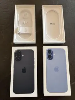 iPhone空箱2個（iPhone16,17） 青　黒　ブラック