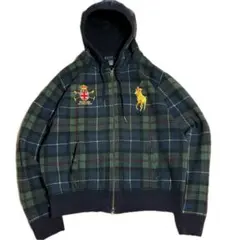 POLO RALPH LAUREN ビッグポニー ダブルジップパーカー チェック