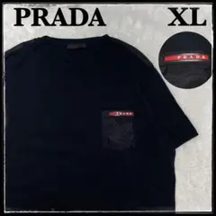 プラダ⭐︎ポケットラバーロゴ　ナイロン切替半袖tシャツ　ブラックXLのサムネイル